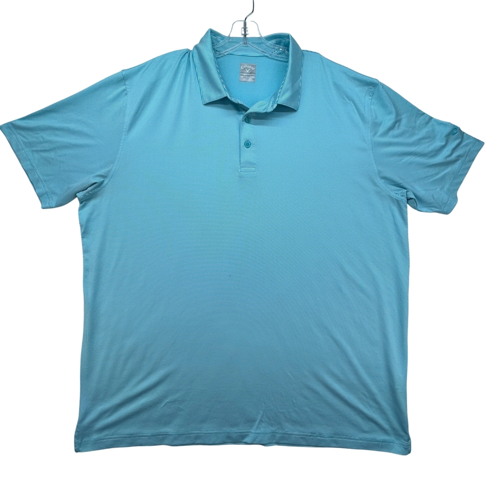 Callaway Shirt Mens 2XL Opti-Dri Blue Striped Golf Polo Performance Stretch